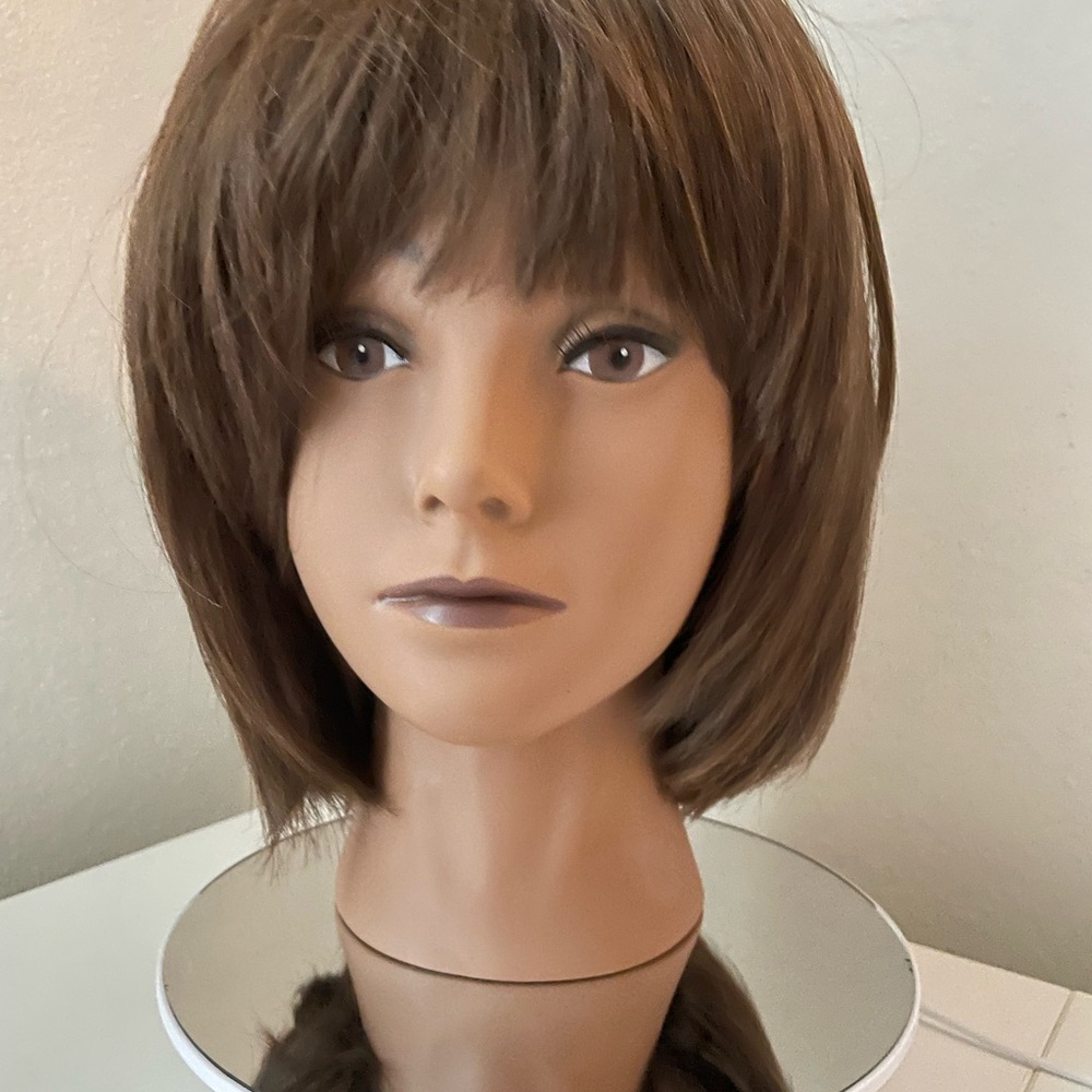 Natural Hair 12” Elegant medium Brown Bob Women's Wig, like new